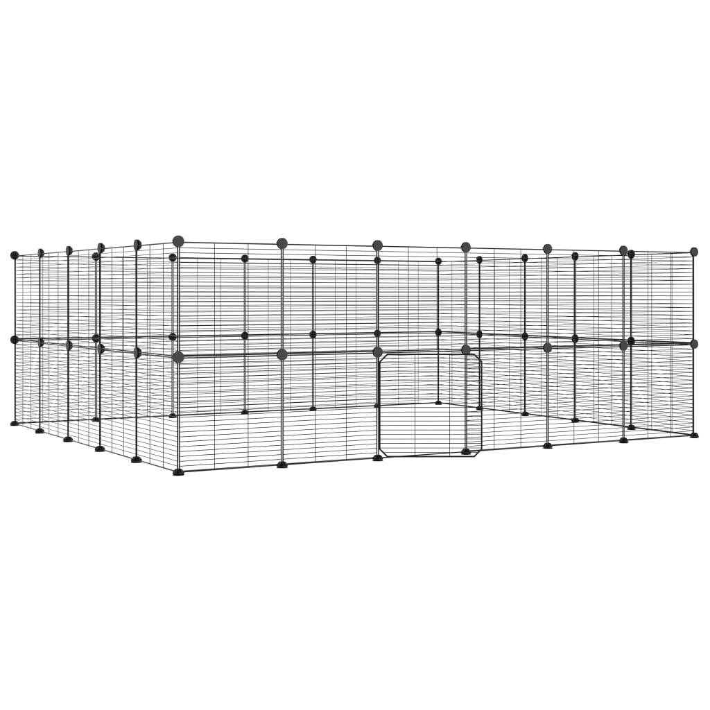 Vidaxl Pets Cage With Door 44 Panels 35x35 Cm Steel Black