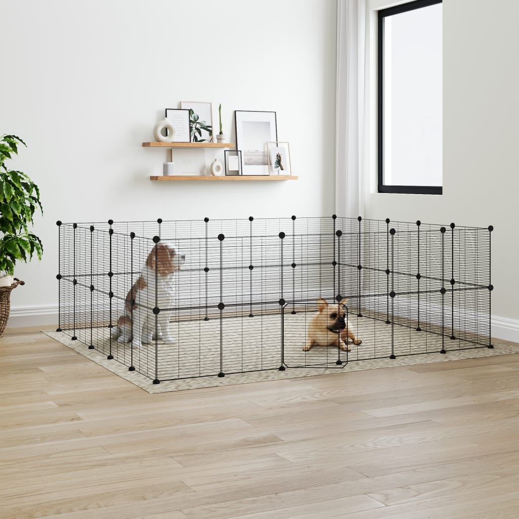 Vidaxl Pets Cage With Door 44 Panels 35x35 Cm Steel Black