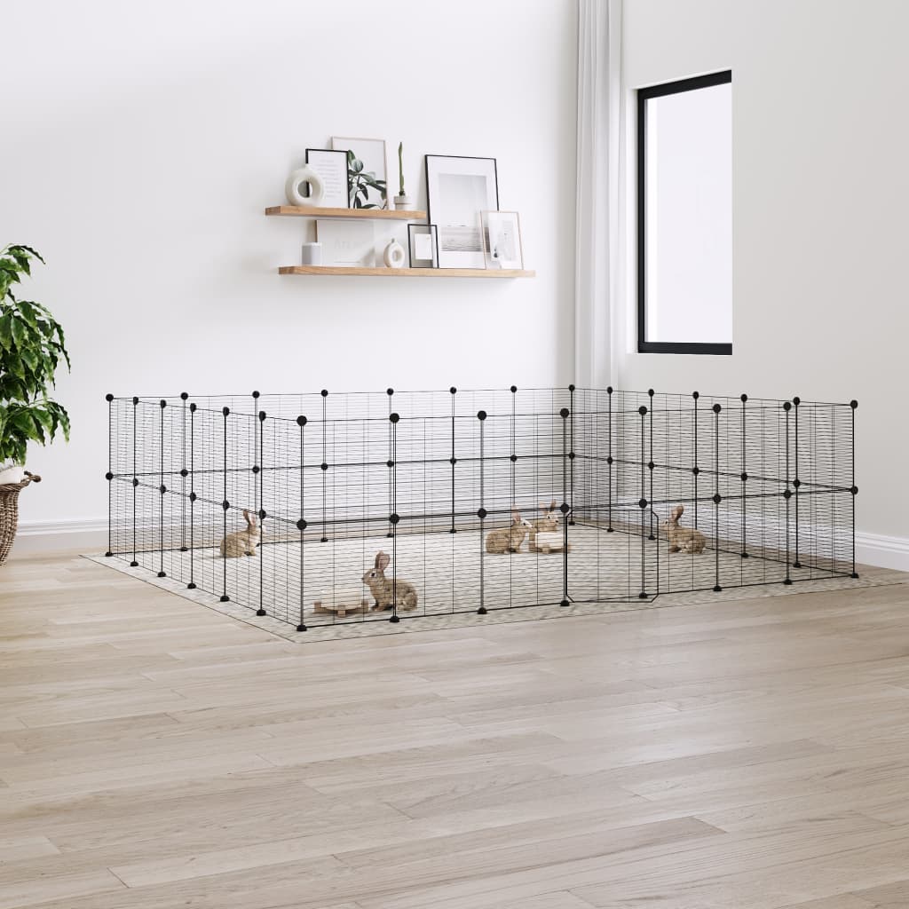 Vidaxl Pets Cage With Door 52 Panels 35x35 Cm Steel Black
