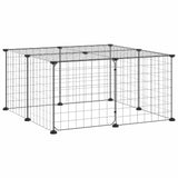 Vidaxxl клетка за домашни любимци с врата 12 панела 35x35 см черна стомана