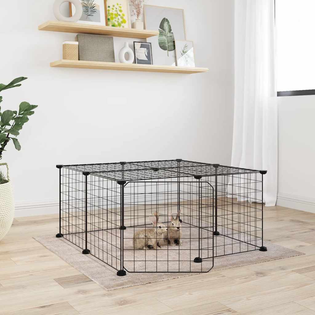 Vidaxl Pets Cage med dør 12 paneler 35x35 cm stål svart