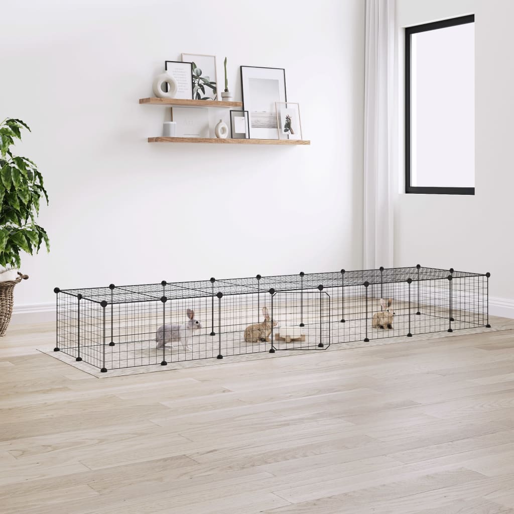 Vidaxl Pets Cage With Door 36 Panels 35x35 Cm Steel Black