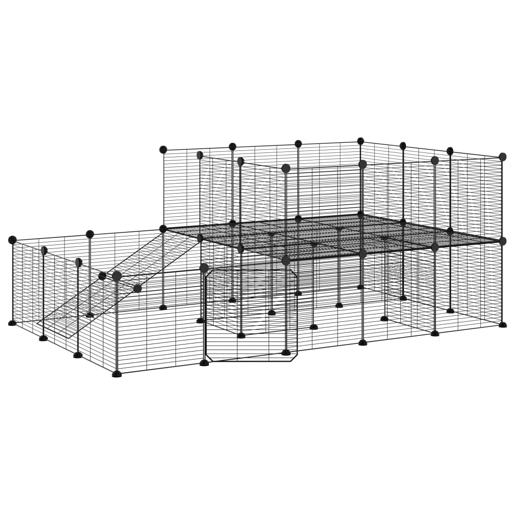 Vidaxl Pets Cage With Door 44 Panels 35x35 Cm Steel Black