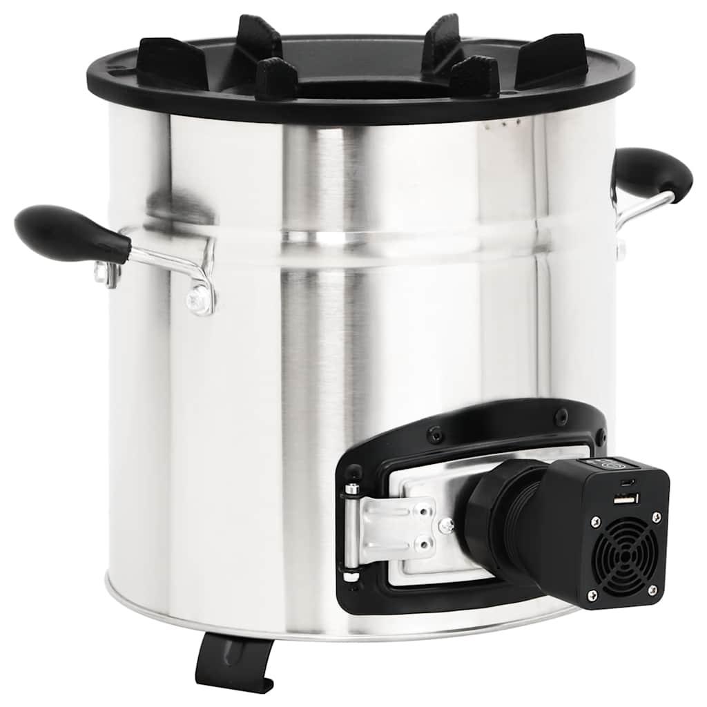 VidaXL wood stove with USB fan 35.5x26x28 cm stainless steel