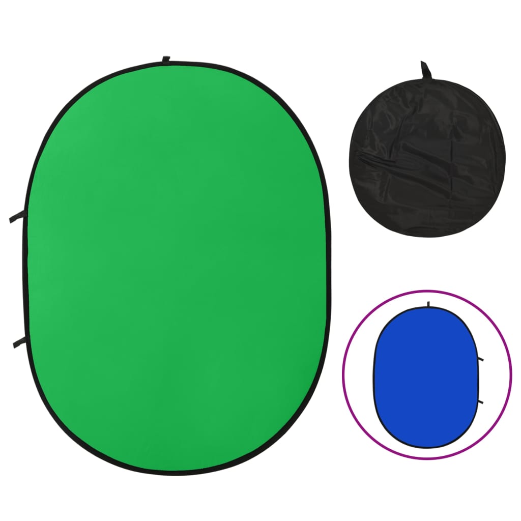 Vidaxl 2-in-1 Oval Studio Background Screen 200x150 cm Green and Blue