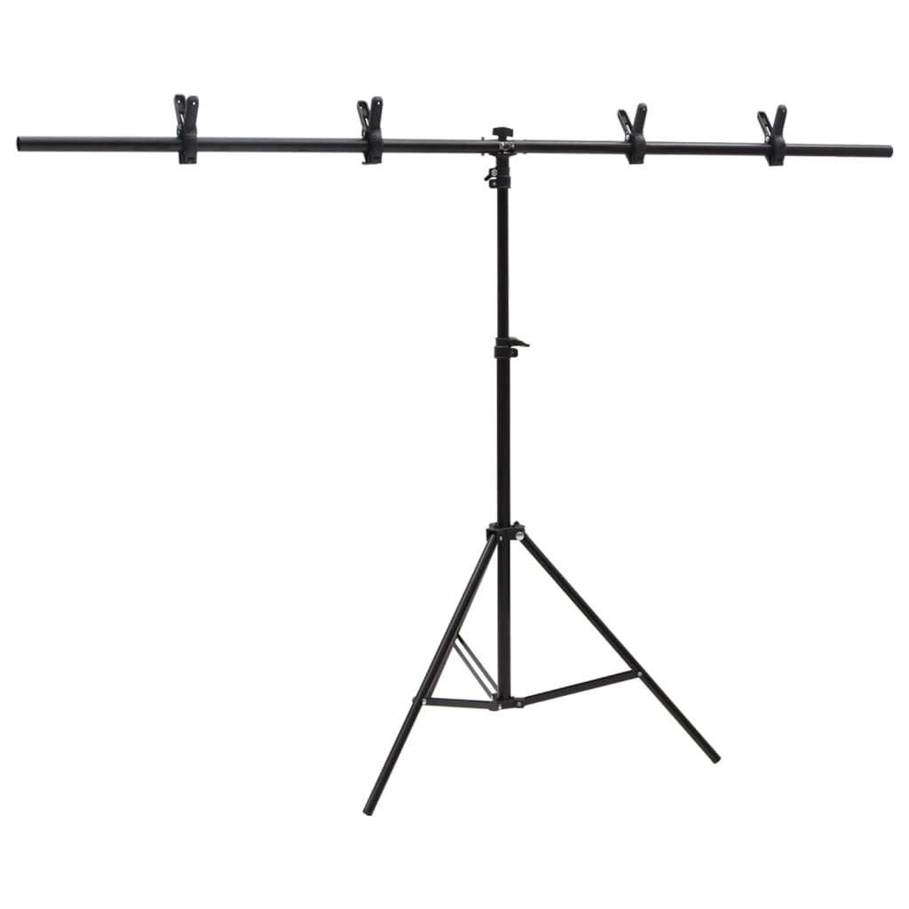 Vidaxl achtergrondstandaard t-vormig 151x60x(70-200) cm zwart