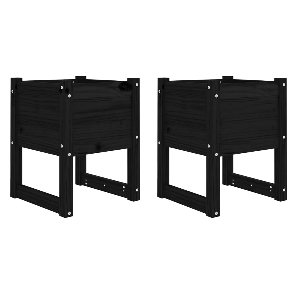 Jardinières vidaxl 2 ST 40x40x52,5 cm Pine solide noir