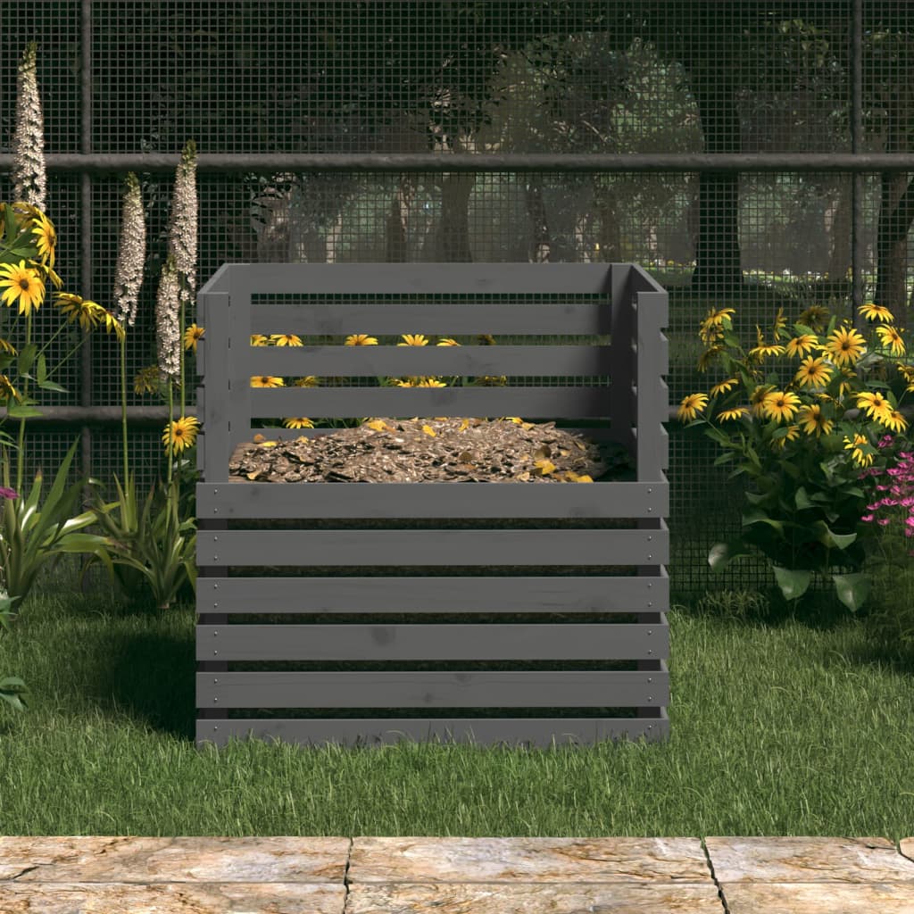 Vidaxl Compost bin 80x80x78 cm pevná borovice šedá