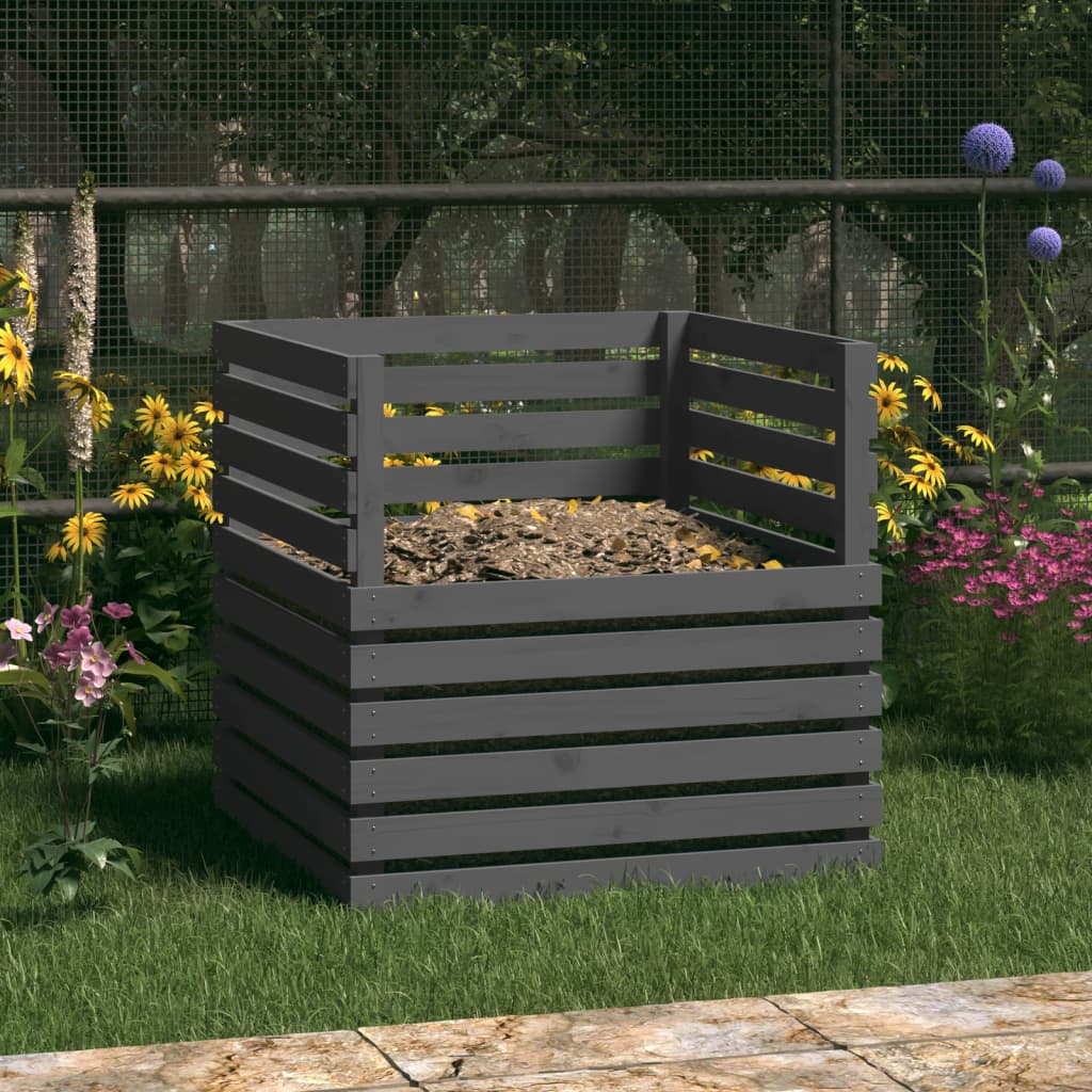Vidaxl Compost bin 80x80x78 cm pevná borovice šedá