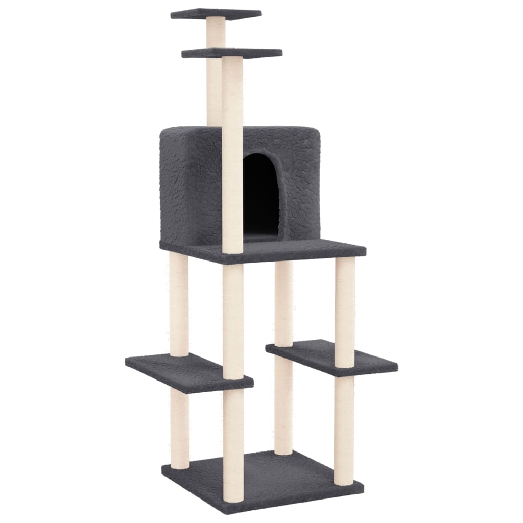 Vidaxl cat furniture with sisal scratching posts 144.5 cm dark gray