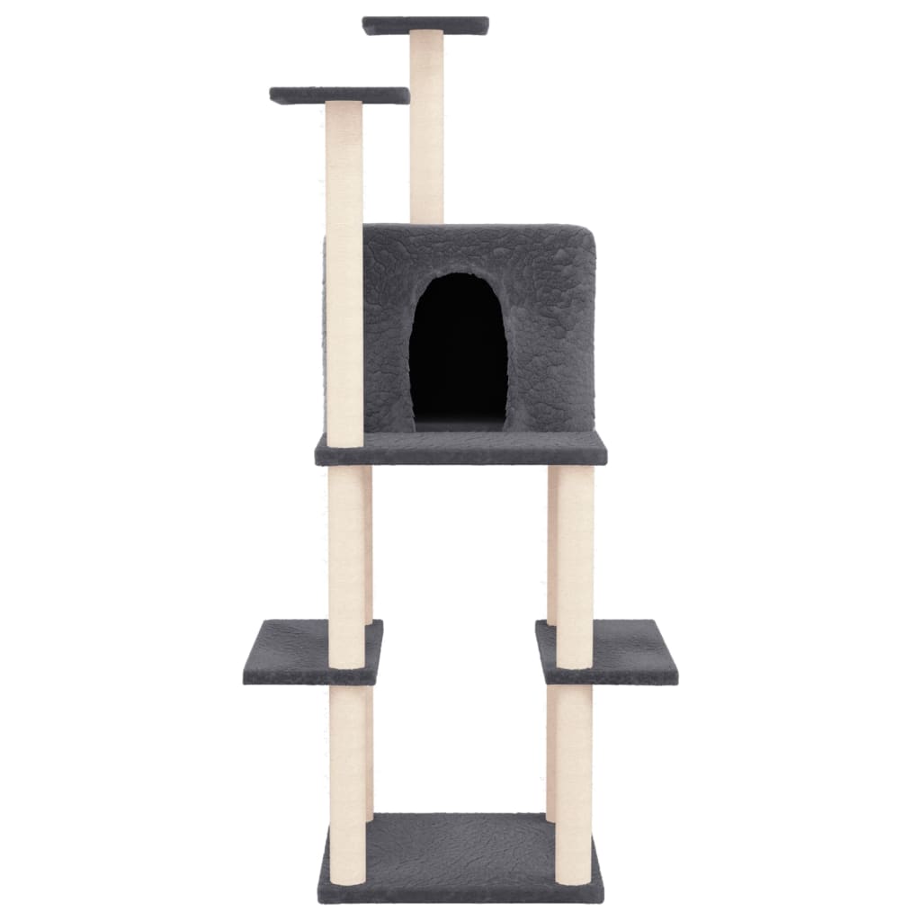 Vidaxl cat furniture with sisal scratching posts 144.5 cm dark gray