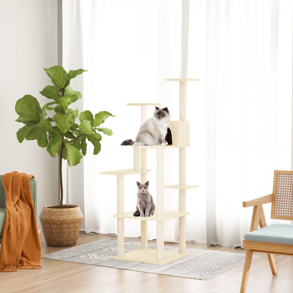 Vidaxl Cat Furniture avec Sisal Scratch Posts 153 cm Crème -Colored
