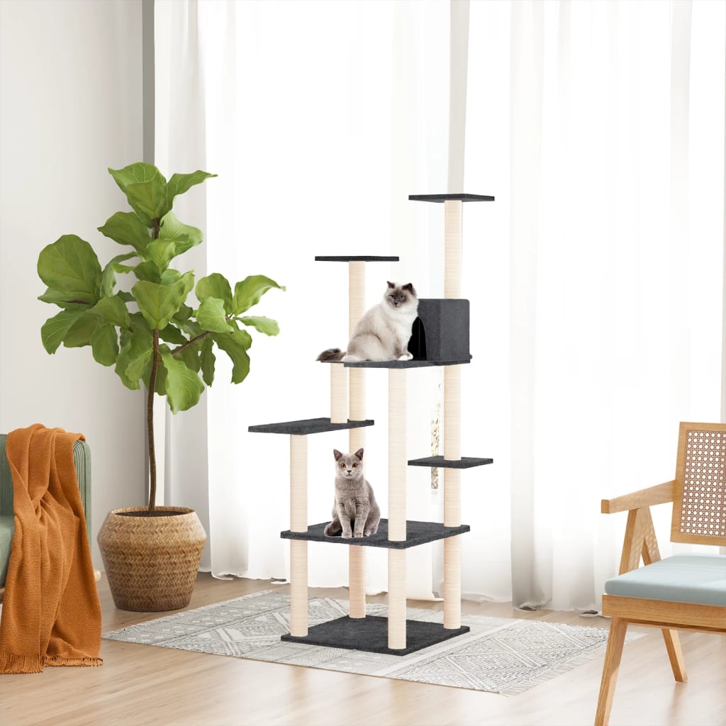 Vidaxl Cat Miwwelen mat Sisal kraazt Posts 153 cm donkel gro
