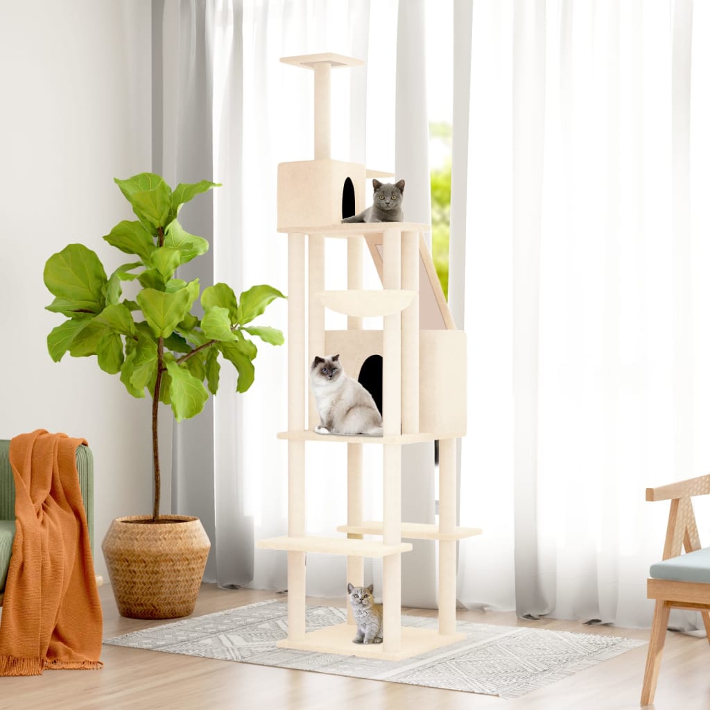 Vidaxl cat furniture with sisal scratching posts 201 cm cream -colored