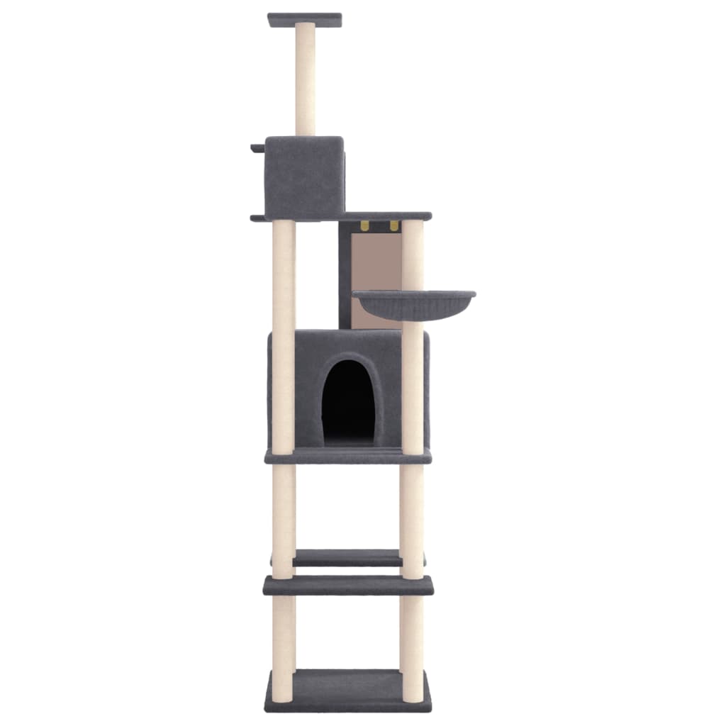 Muebles de gato de Vidaxl con postes de rascado de sisal 201 cm de gris oscuro