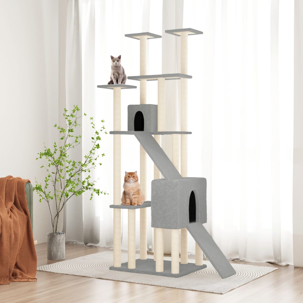 Vidaxl cat furniture with sisal scratching posts 190 cm light gray