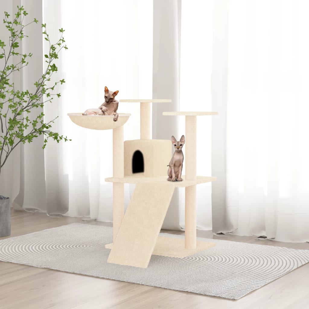 Vidaxl -Katzenmöbel mit Sisal -Kratzerpfosten 83 cm creme -gelenkt