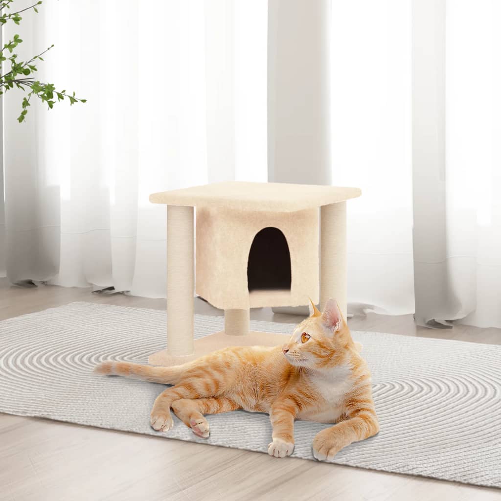 Vidaxl cat furniture with sisal scratching posts 37 cm cream -colored