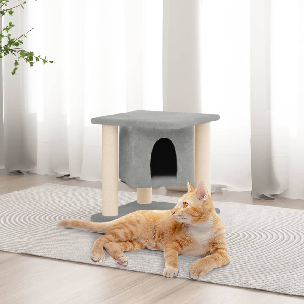 Móveis de gato vidaxl com sisal riscando postagens 37 cm cinza claro