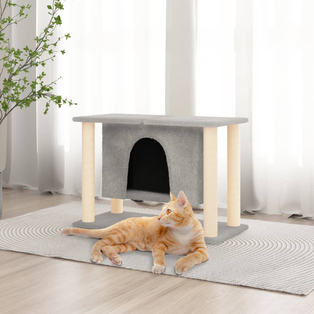 Móveis de gato vidaxl com sisal riscando postagens 50 cm cinza claro