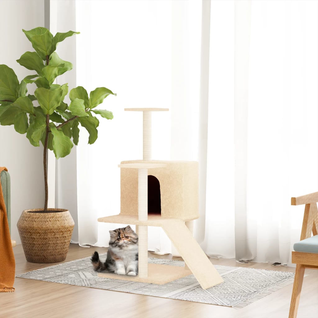 Vidaxl kattemøbler med sisal skrabe poster 109 cm creme -farvet