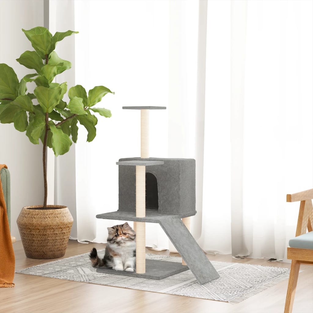 Vidaxl cat furniture with sisal scratching posts 109 cm light gray