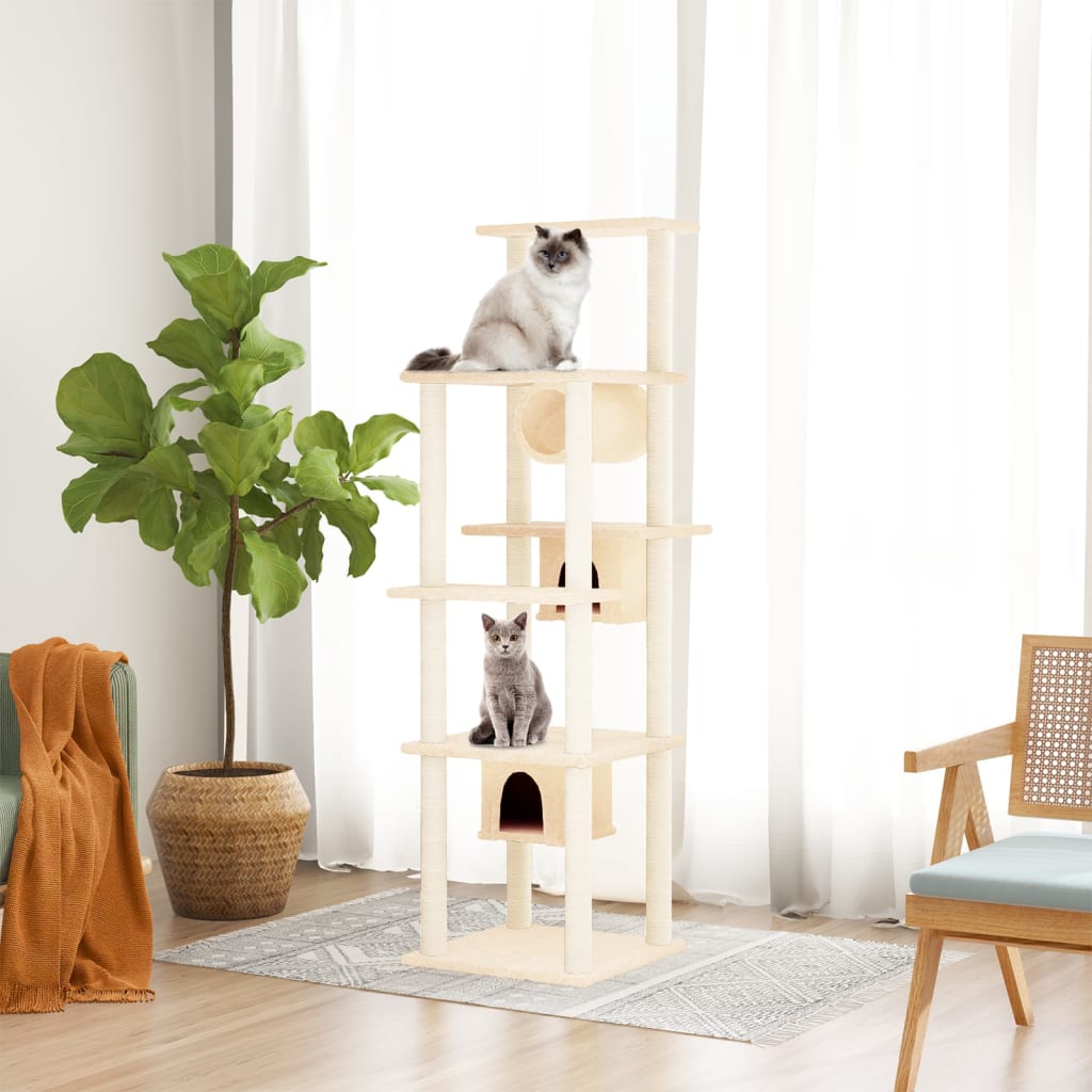 Vidaxl Cat Miwwelen mat Sisal kraazt Posts 169 cm Crème-cmorolored