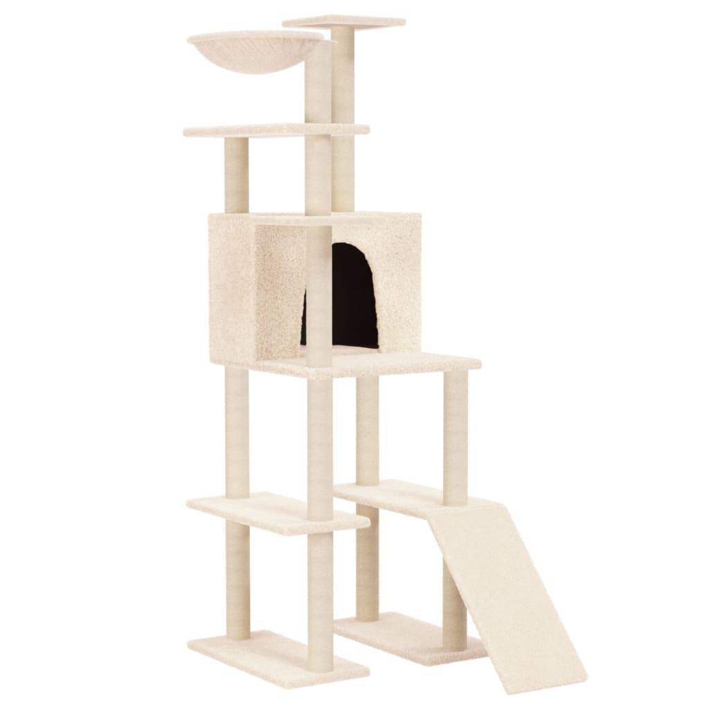 Vidaxl Cat Miwwelen mat Sisal kraazt Posts 166 cm Crème -Colorored
