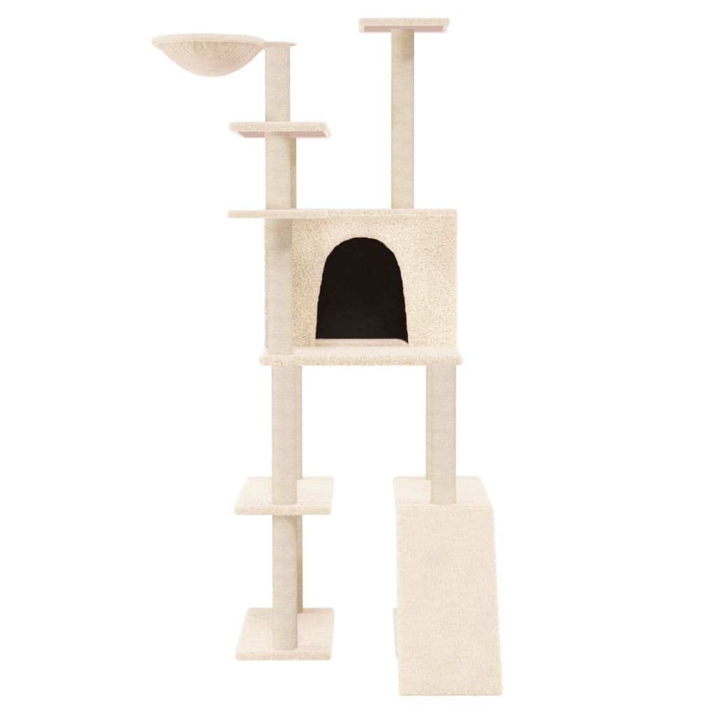 Vidaxl Cat Miwwelen mat Sisal kraazt Posts 166 cm Crème -Colorored