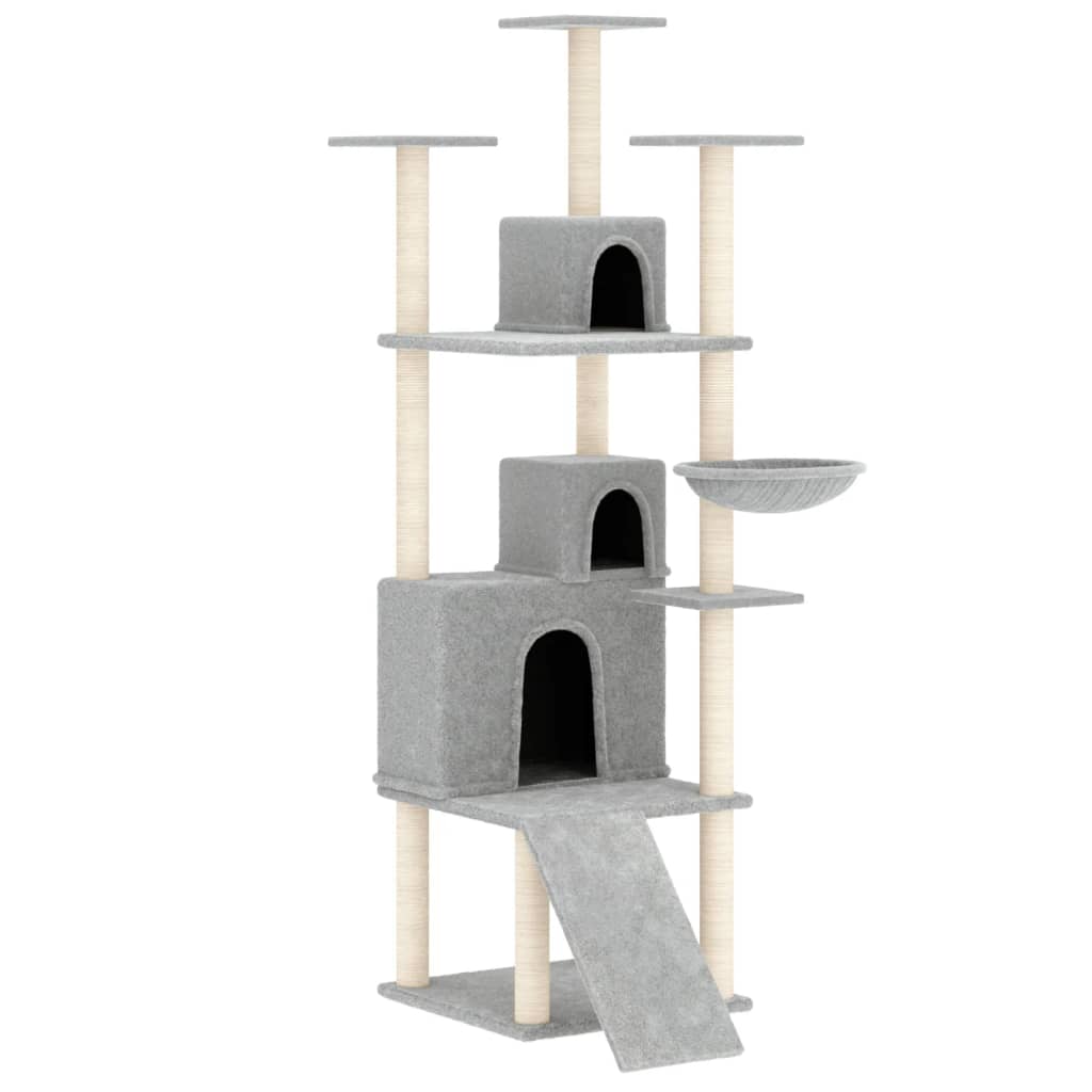 Muebles de gato de Vidaxl con postes de rascado de sisal 175 cm de gris claro
