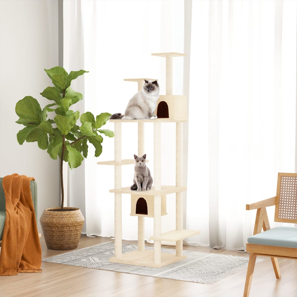 Vidaxl Cat Miwwel mat Sisal kraazt Posts 176 cm Crème -Colored