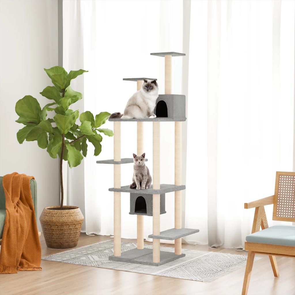 Móveis de gato vidaxl com sisal riscando postagens 176 cm cinza claro