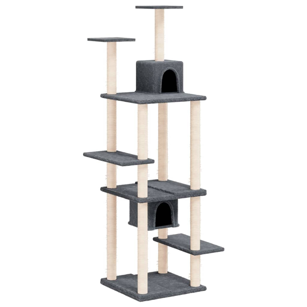 Móveis de gato vidaxl com sisal riscando postagens 176 cm cinza escuro