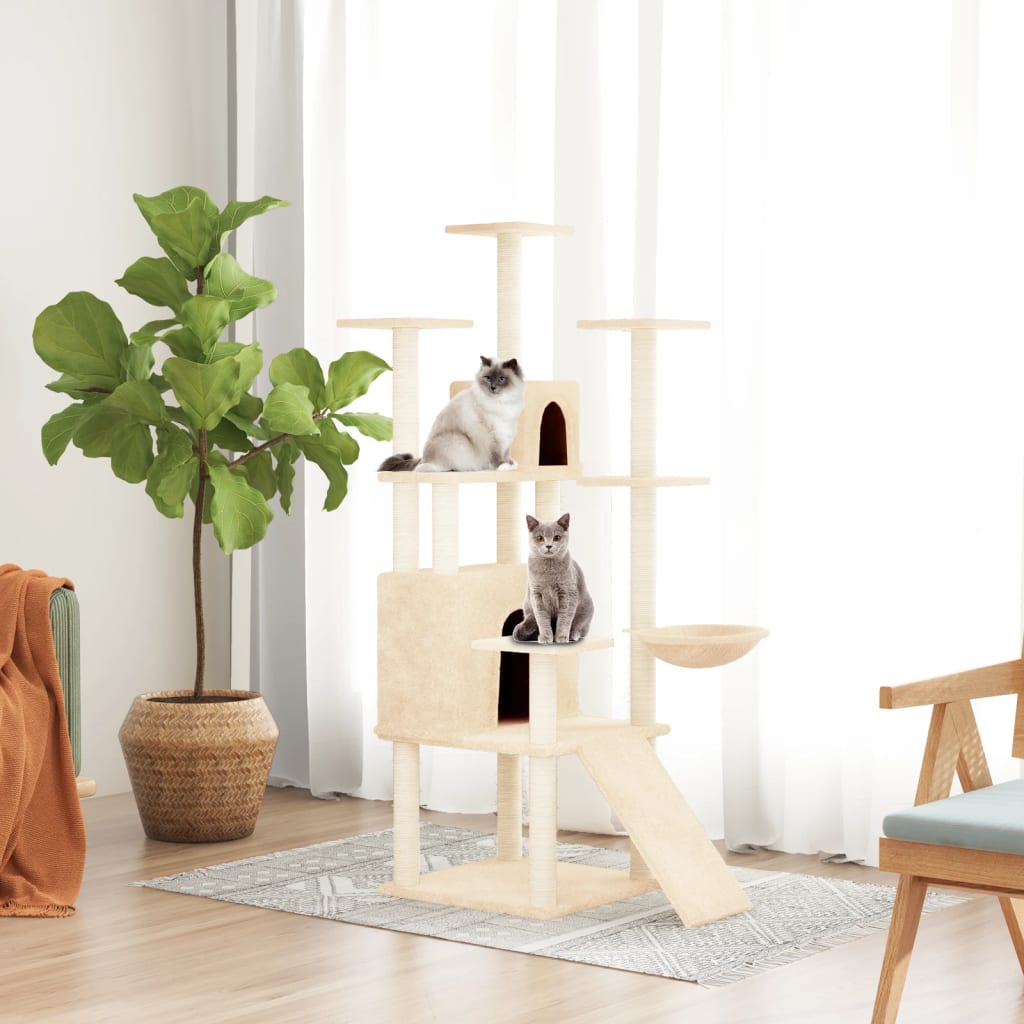 Vidaxl Cat Miwwelen mat Sisal kraazt Posts 154 cm Crème -Colored