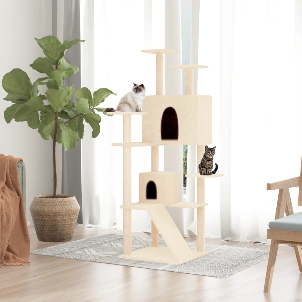 Vidaxl Cat Furniture avec Sisal Scratch Posts 153 cm Crème -Colored
