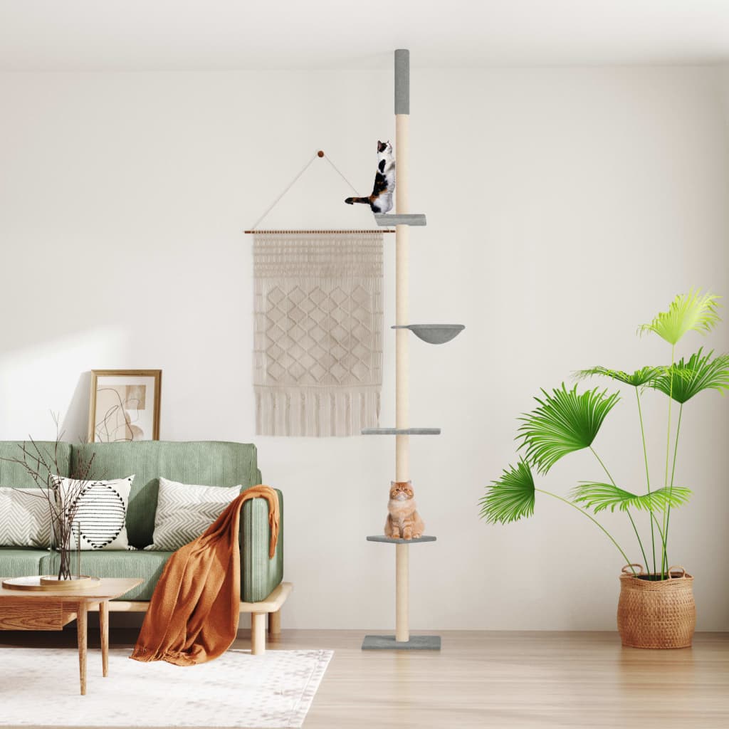 Vidaxl Cat Furniture Floor to Strop 263.5-289,5 cm světle šedá