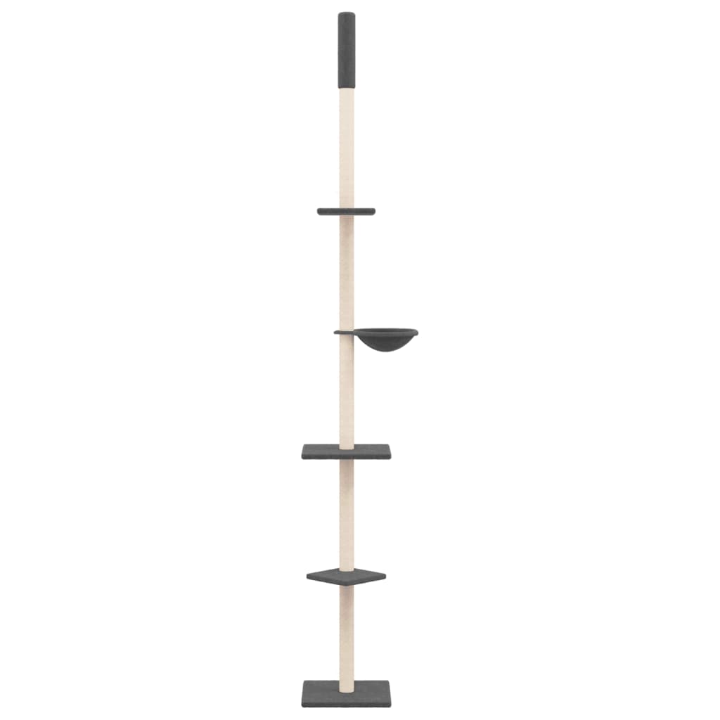 Vidaxl mačje pohištvo od tal do stropa 263,5-289,5 cm temno siva
