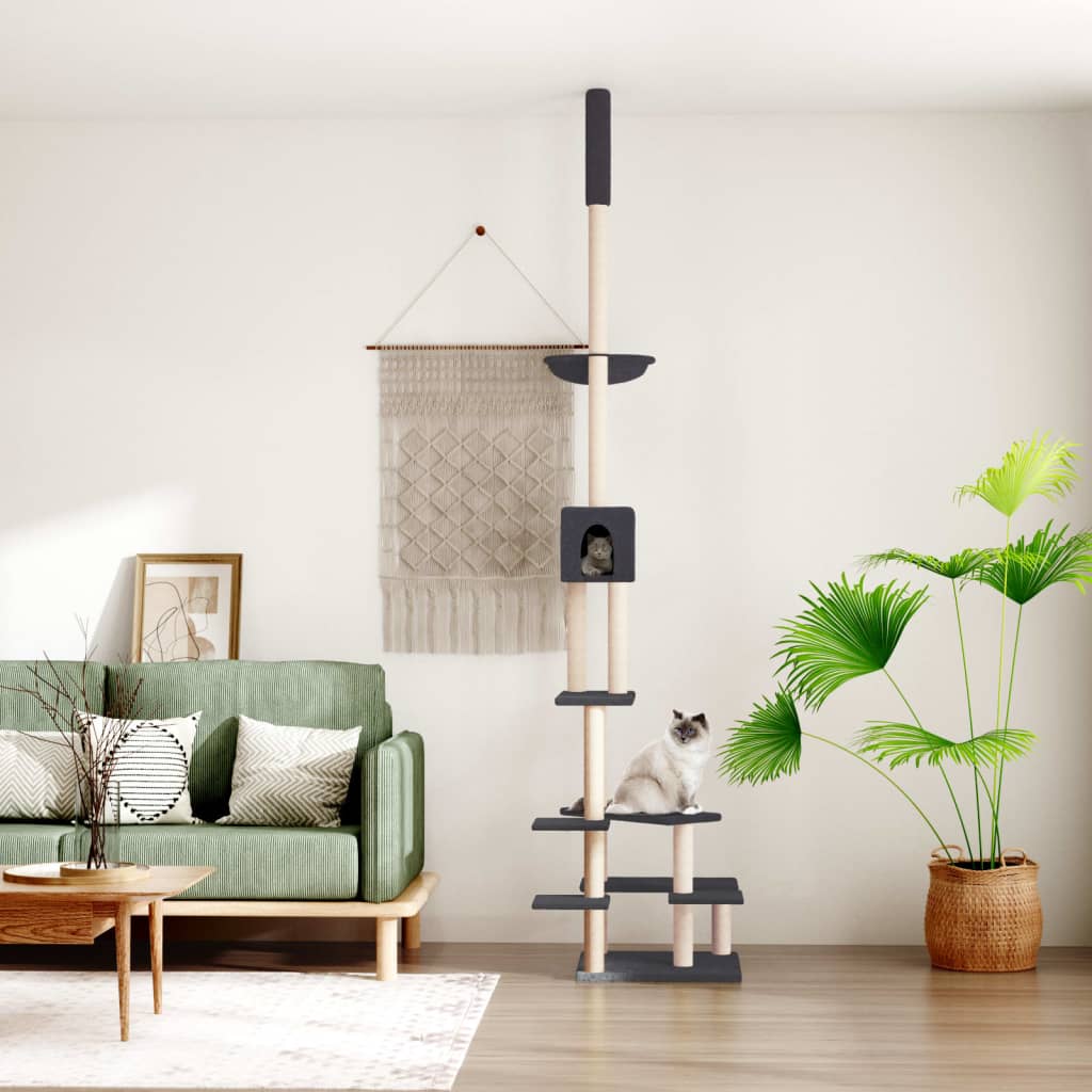Vidaxl Cat Furniture Floor to Ceiling 268.5-294.5 cm Dark gray