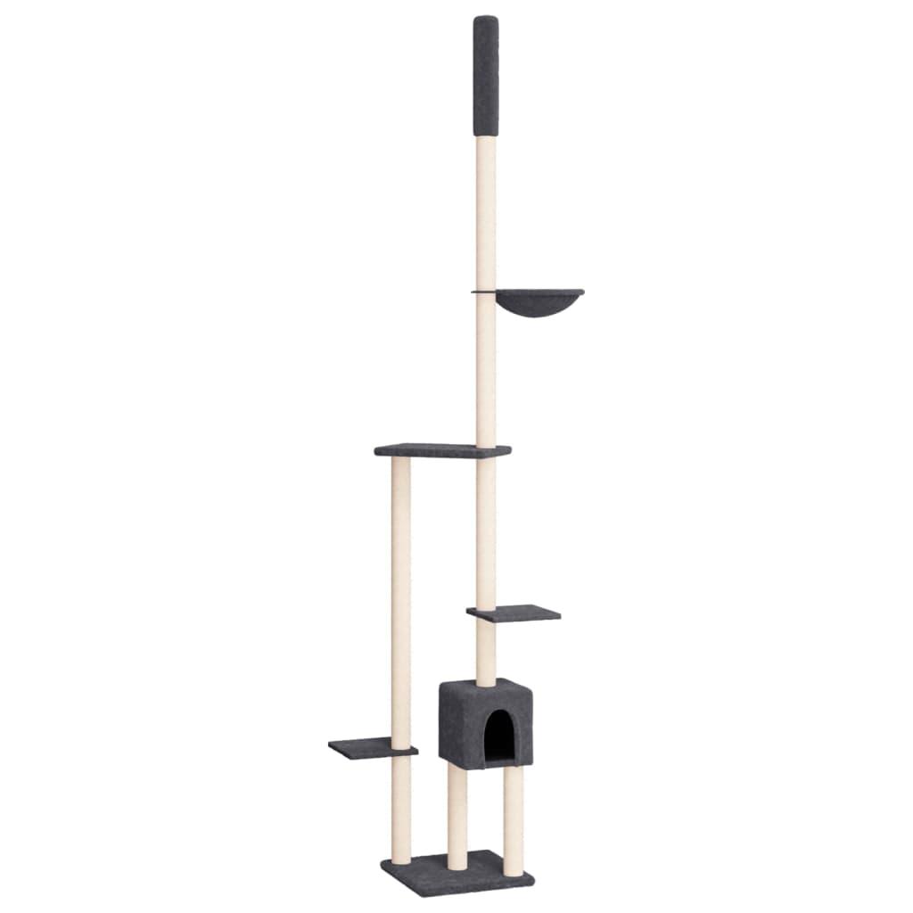 Vidaxl mačje pohištvo od tal do stropa 258,5-284,5 cm temno siva