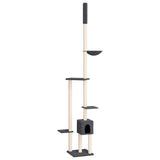Vidaxl mačje pohištvo od tal do stropa 258,5-284,5 cm temno siva