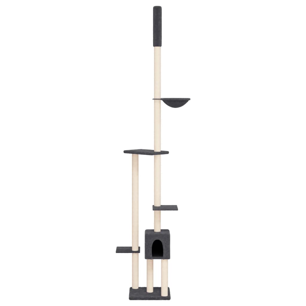Vidaxl mačje pohištvo od tal do stropa 258,5-284,5 cm temno siva
