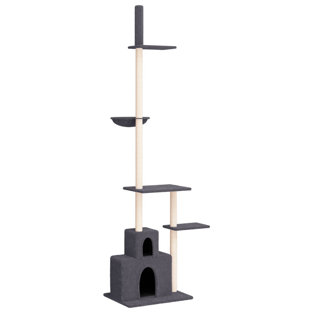 Vidaxl mačje pohištvo od tal do stropa 250,5-276,5 cm temno siva