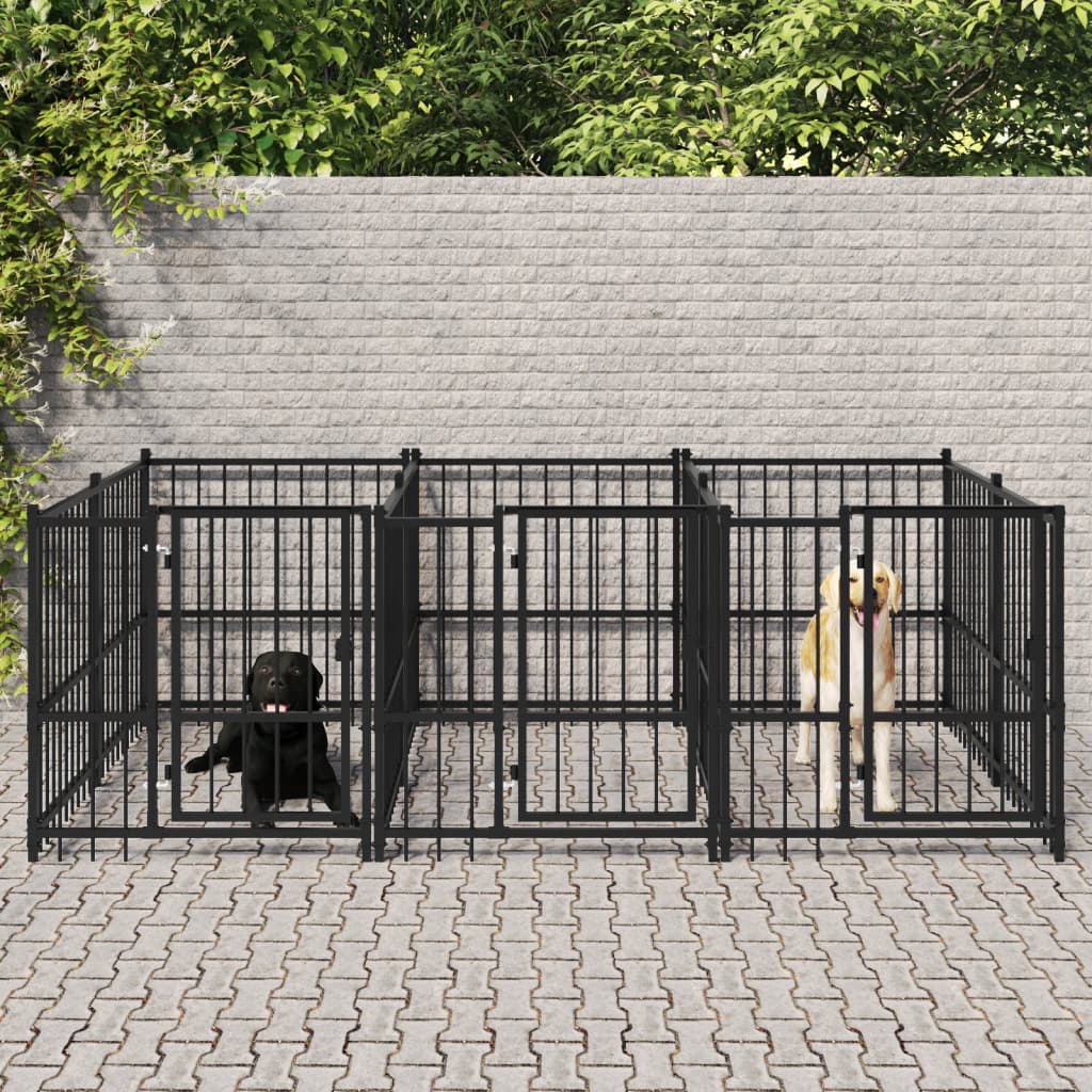 Vidaxl hundekennel for utenfor 5,63 m² stål