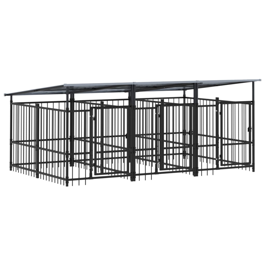 Psarna psa Vidaxl s streho 5,63 m² jeklo