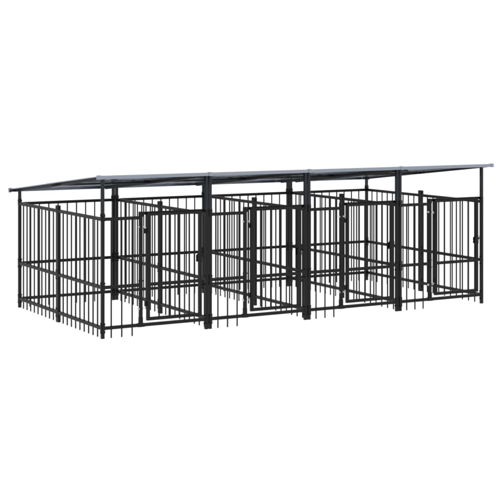 Vidaxl Chien Kennel avec toit 7,51 m² en acier