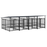 Vidaxl Chien Kennel avec toit 7,51 m² en acier