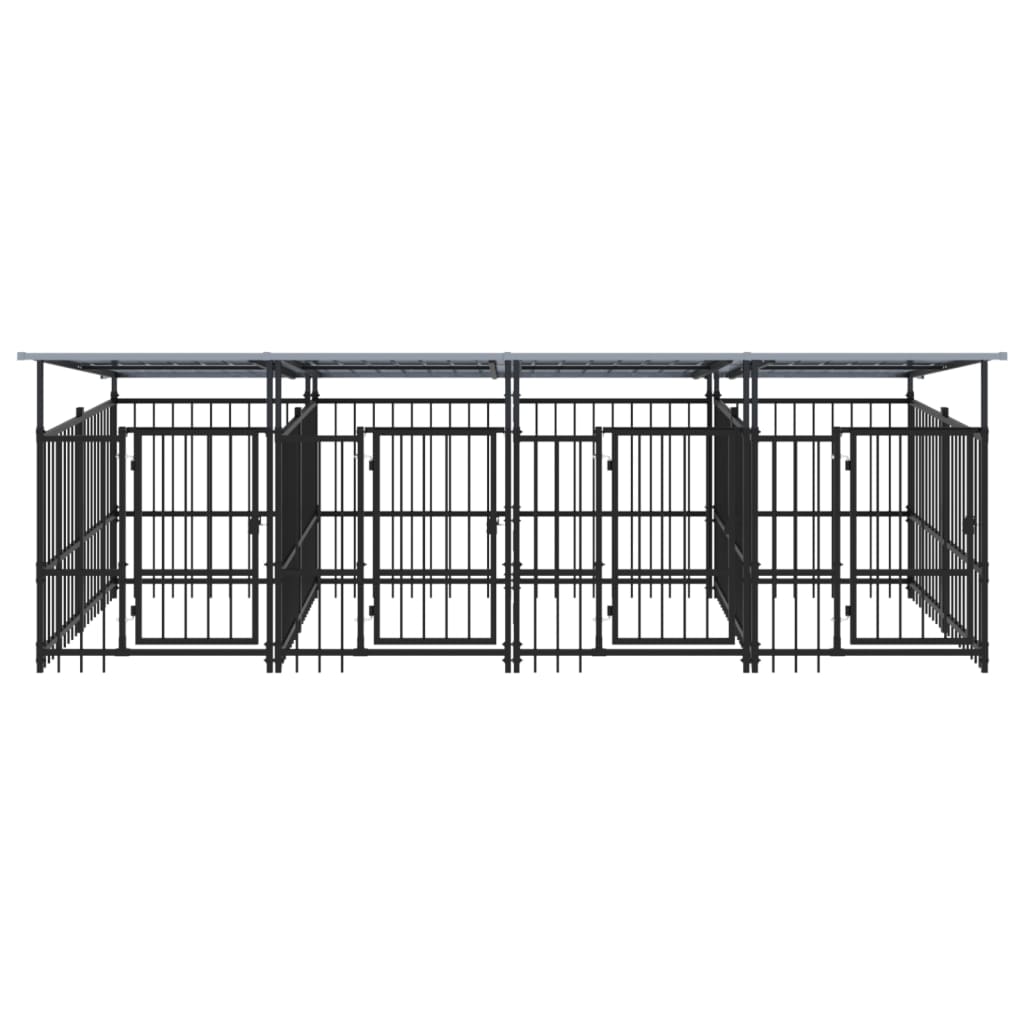 Vidaxl Chien Kennel avec toit 7,51 m² en acier