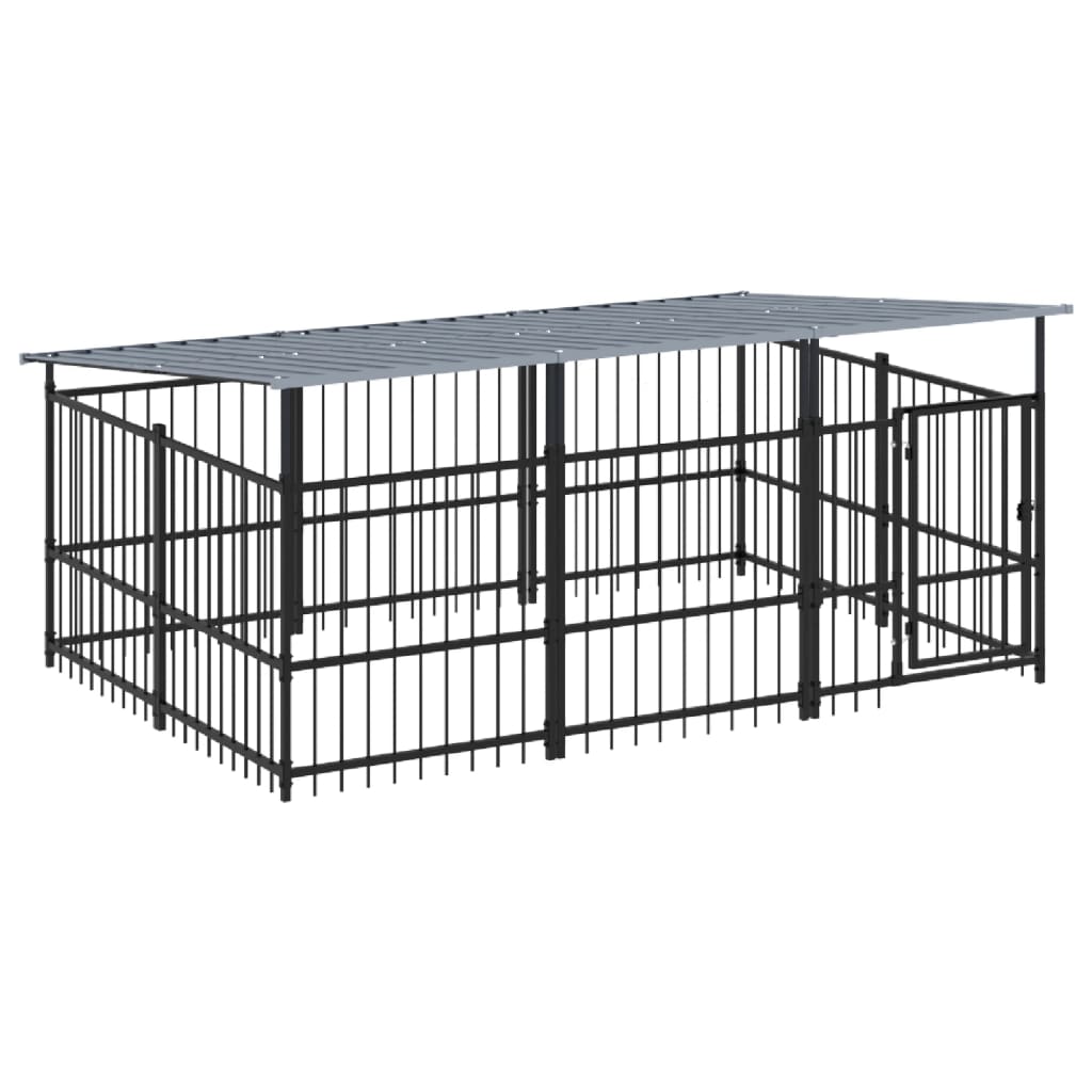 Vidaxl Dog Kennel con tetto 5,63 m² acciaio