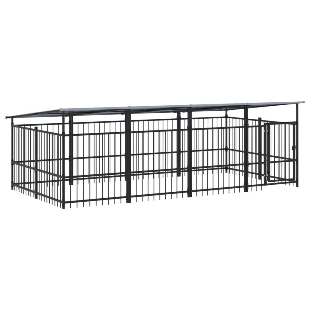 Vidaxl Chien Kennel avec toit 7,51 m² en acier