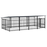 Vidaxl Chien Kennel avec toit 7,51 m² en acier